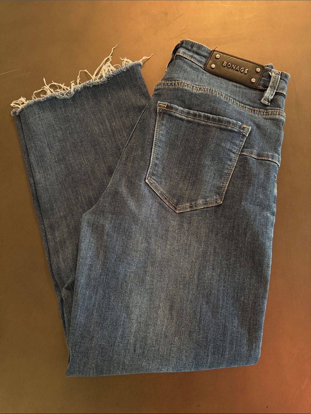 Women's Blue Raw-Hem Straight Jeans